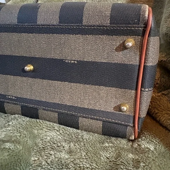 Fendi Brown and Black Striped small Duffel tote - Picture 8 of 11